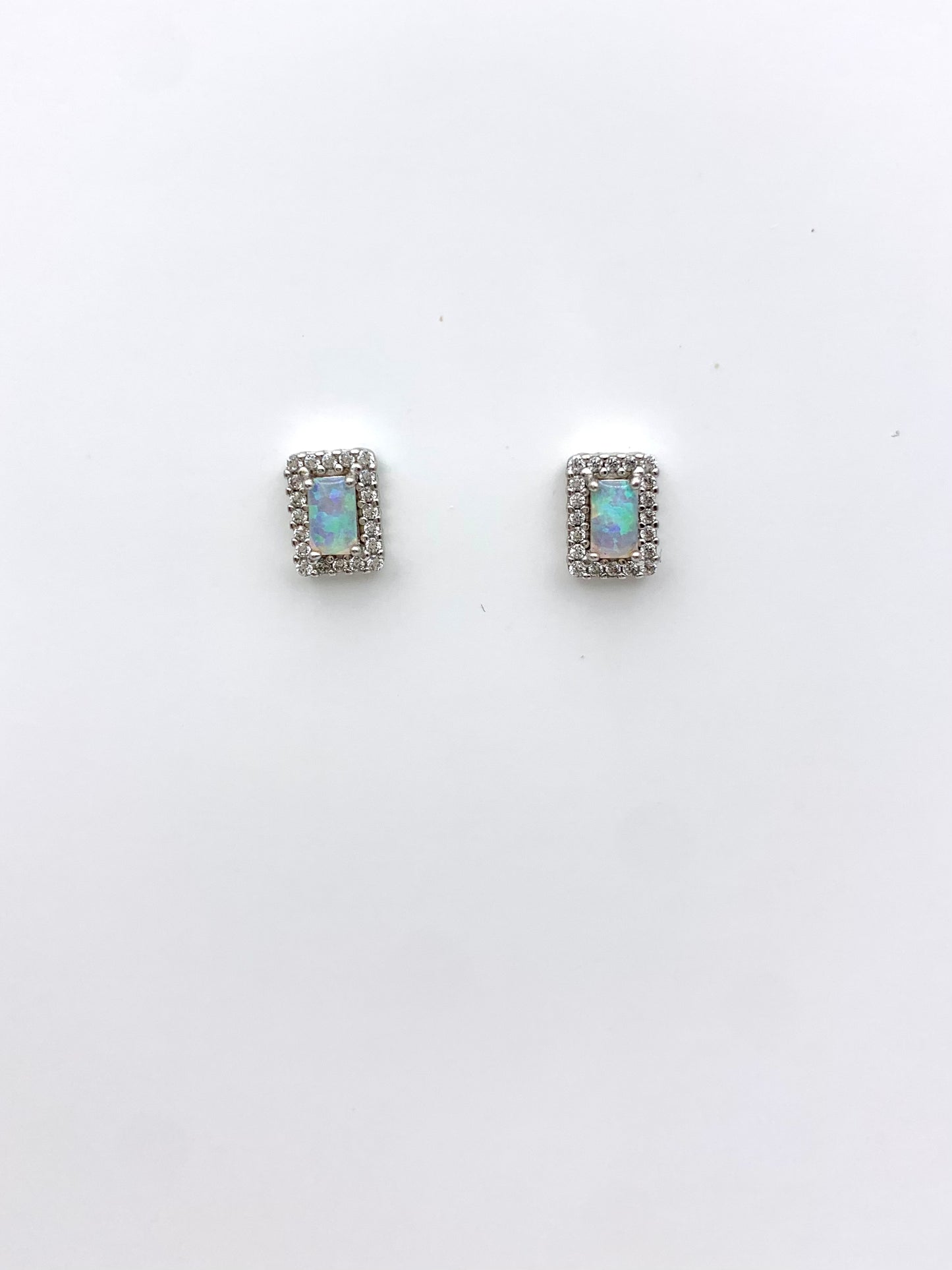 Lab Opal Square Earrings