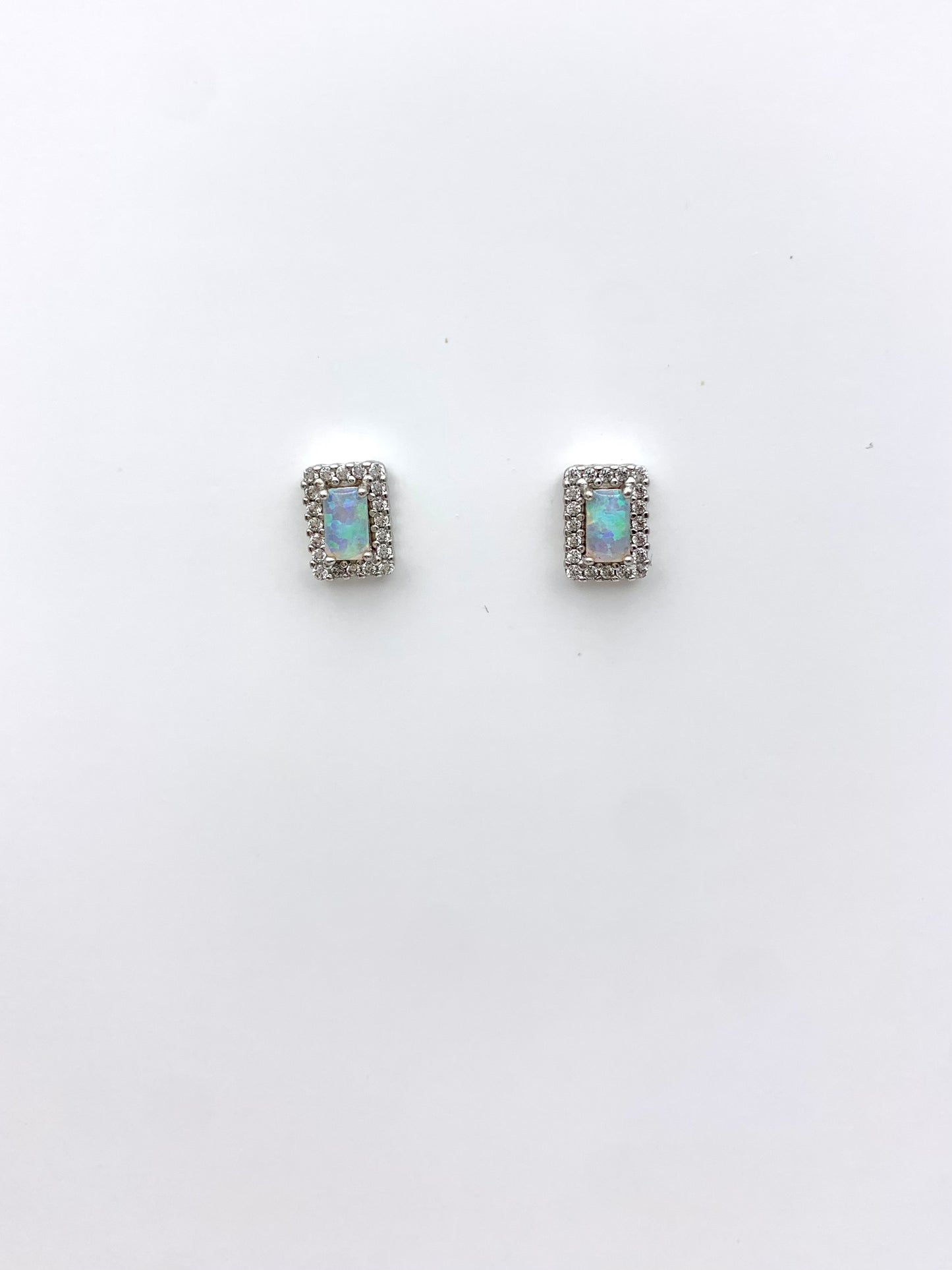 Lab Opal Square Earrings