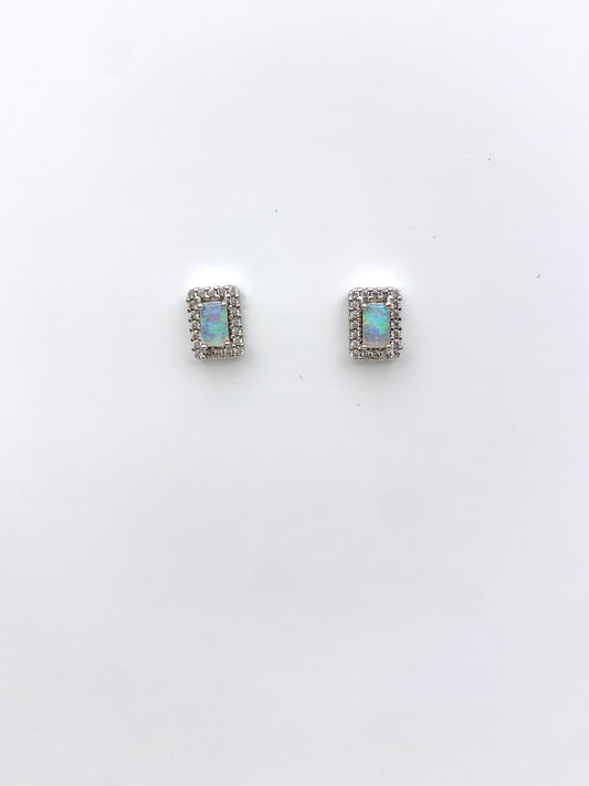 Lab Opal Square Earrings