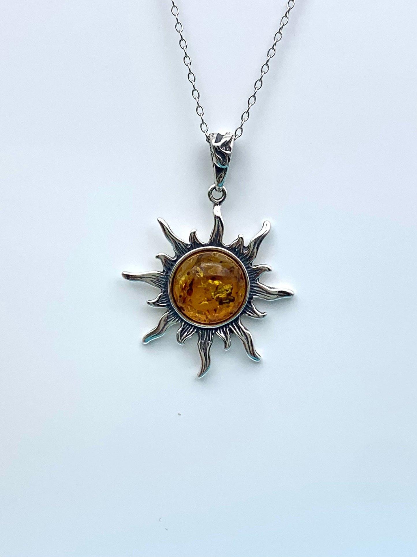 Cognac Amber  Sun Necklace