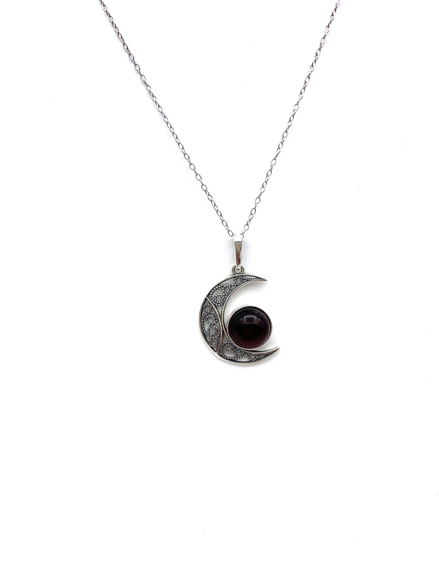 Cherry Amber Moon Necklace