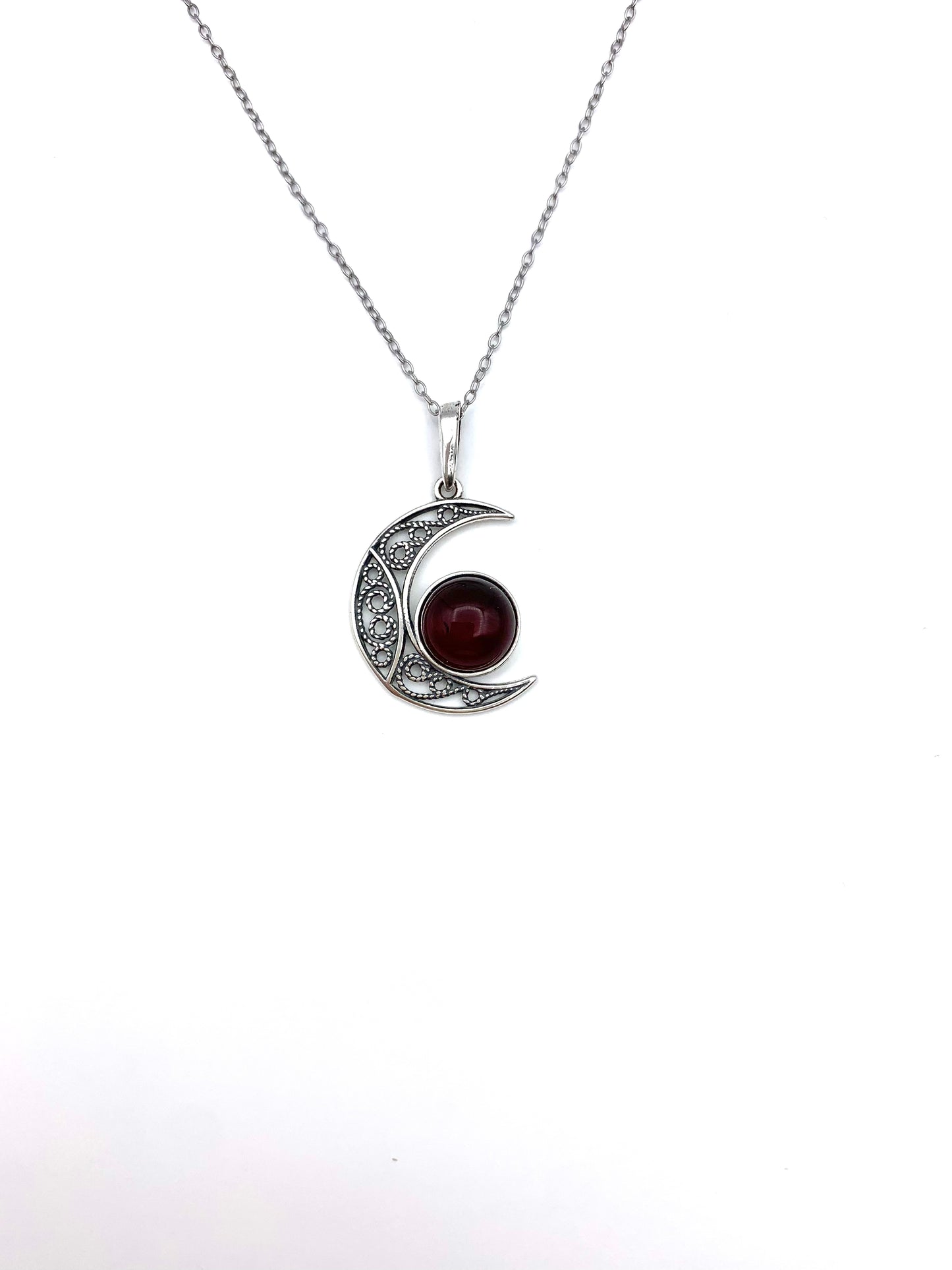 Cherry Amber Moon Necklace