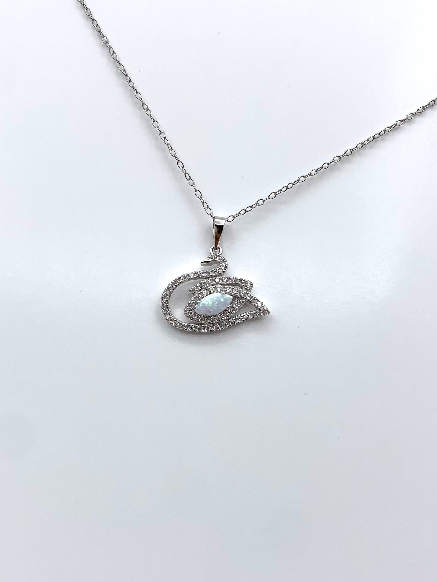 Lab Opal Swan Necklace