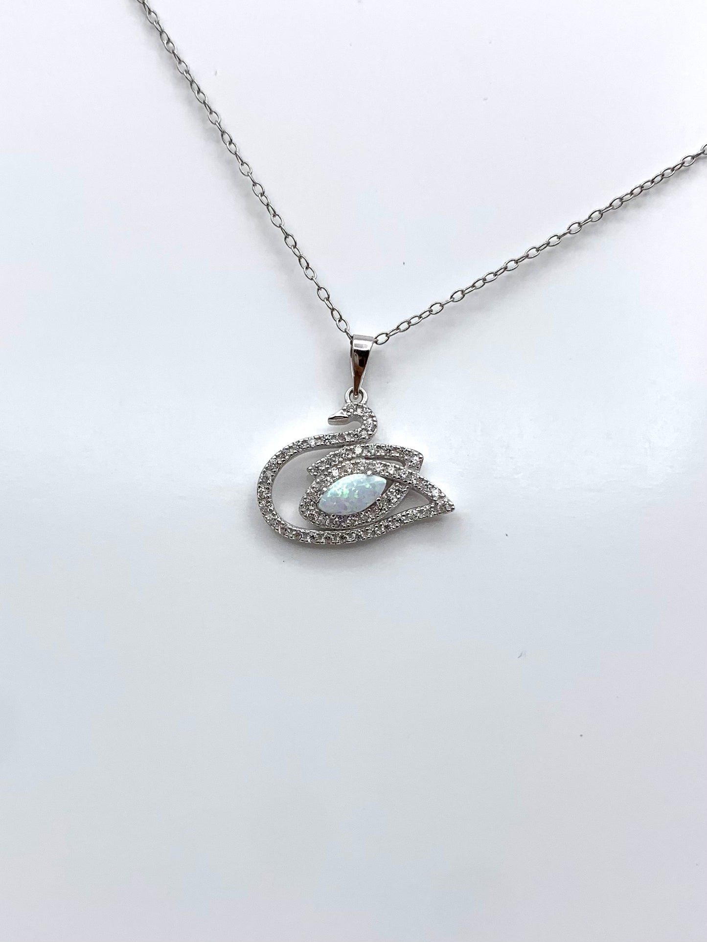 Lab Opal Swan Necklace