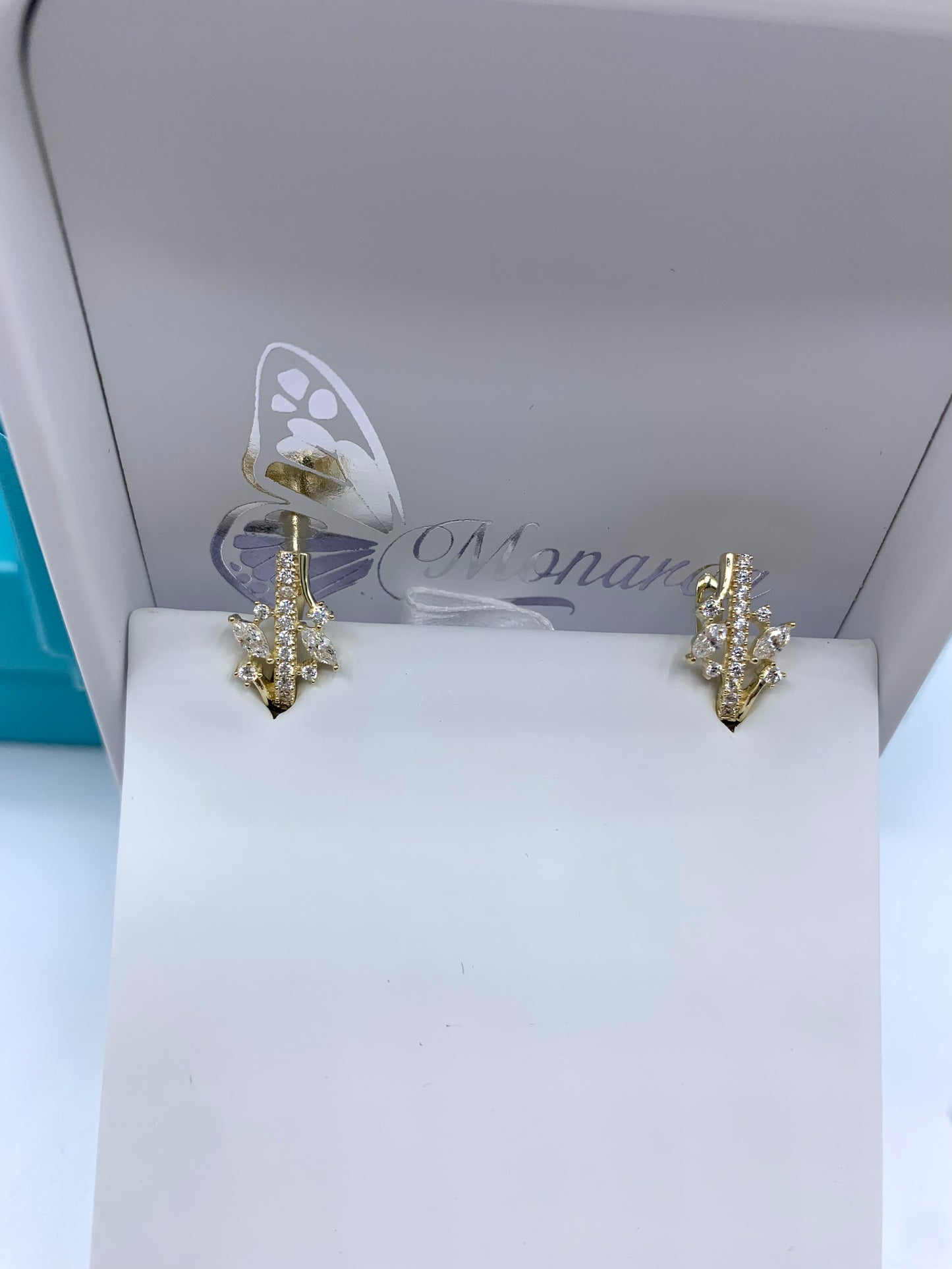 14 K CZ EARRING HOOPS